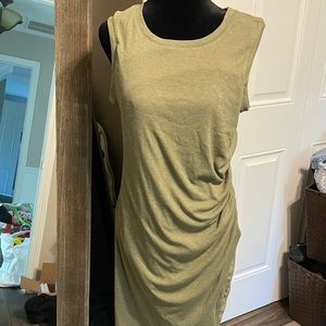 Light green ribbed tank dress with ruching on the side. Size L NWT